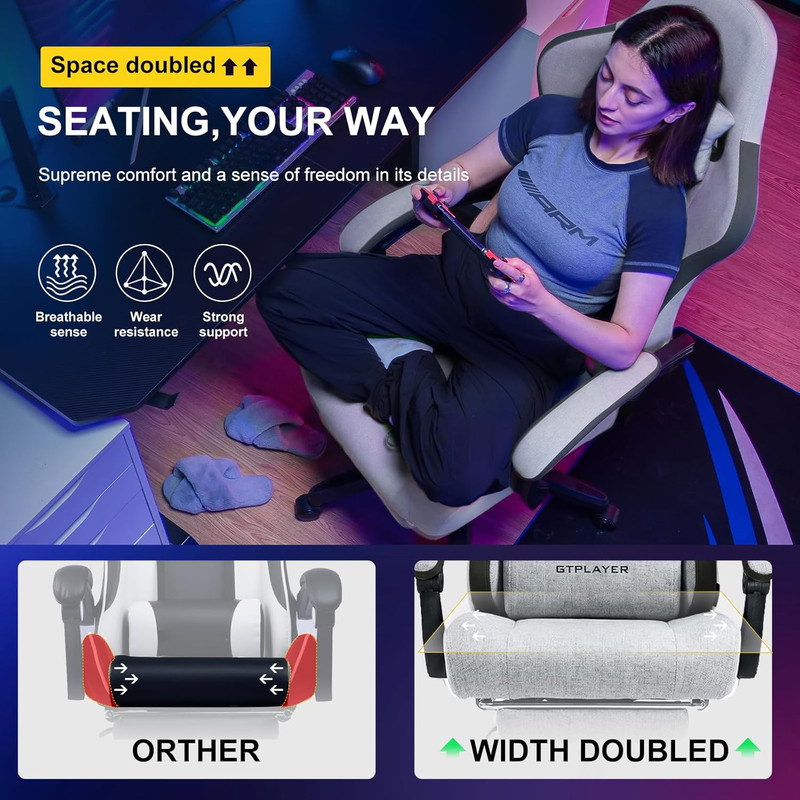 Gaming Chair, Computer Office Chair with Pocket Spring Cushion, Linkage Armrests gallery