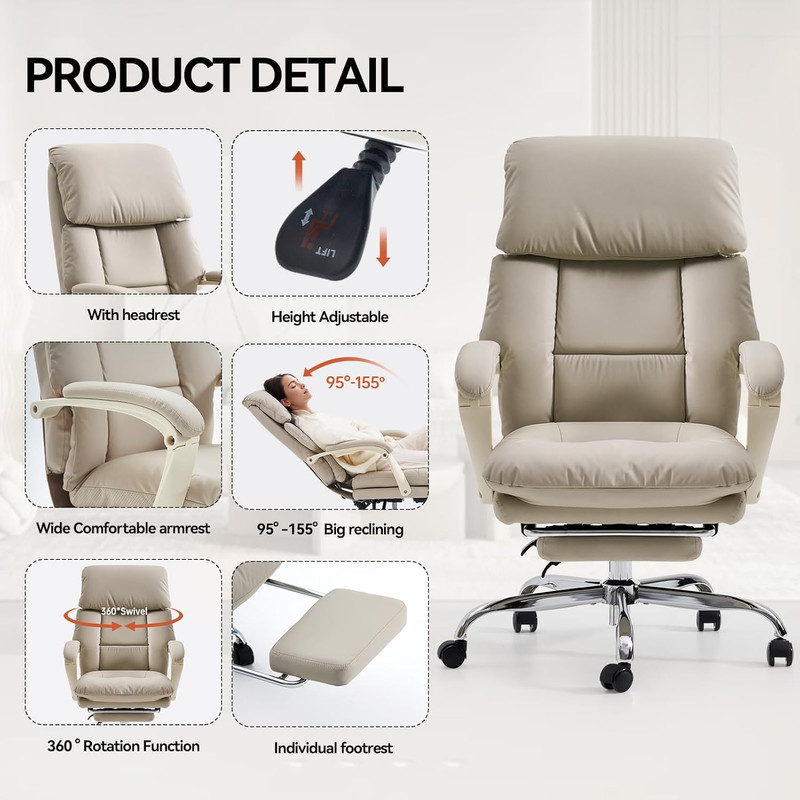 EMIAH Office Chair with Foot Rest, Ergonomic Executive Office Chair with Arms, R gallery