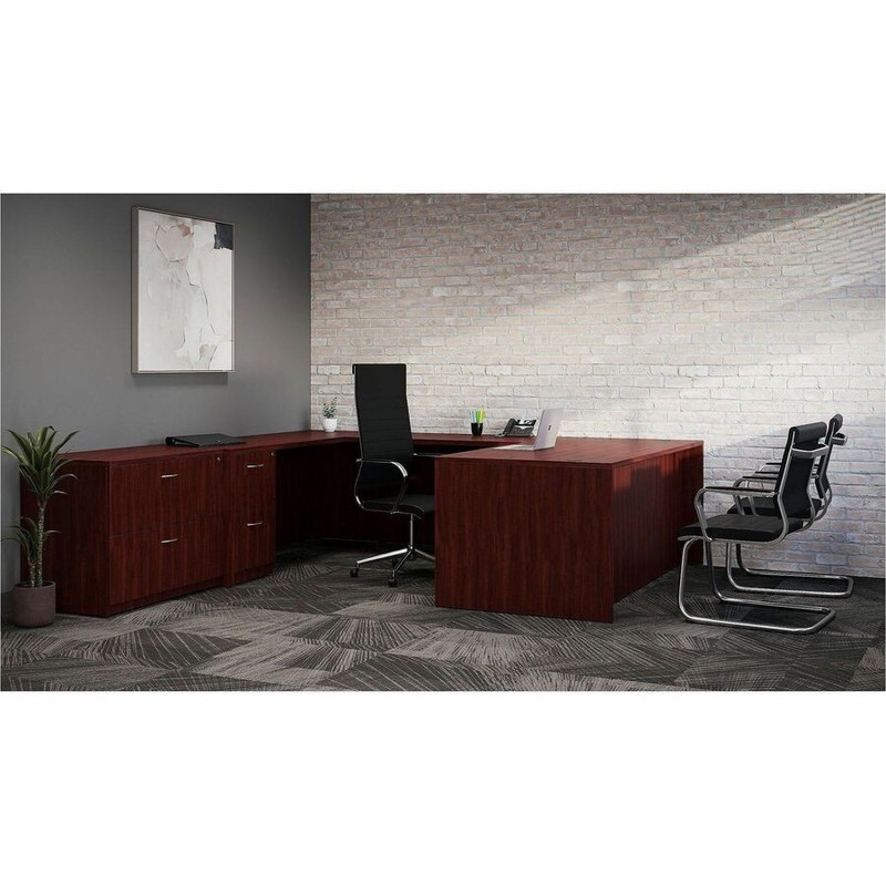 Lorell LLR69373 Rectangular Desk Shell 60"x30" Mahogany gallery