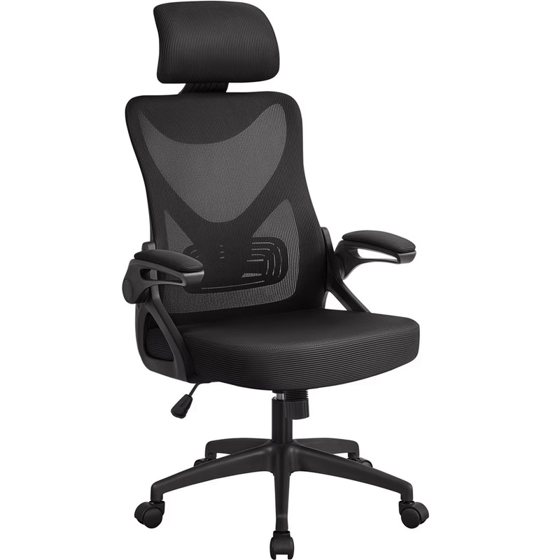High Back Ergonomic Mesh Office Chair with Adjustable Padded Headrest, Black