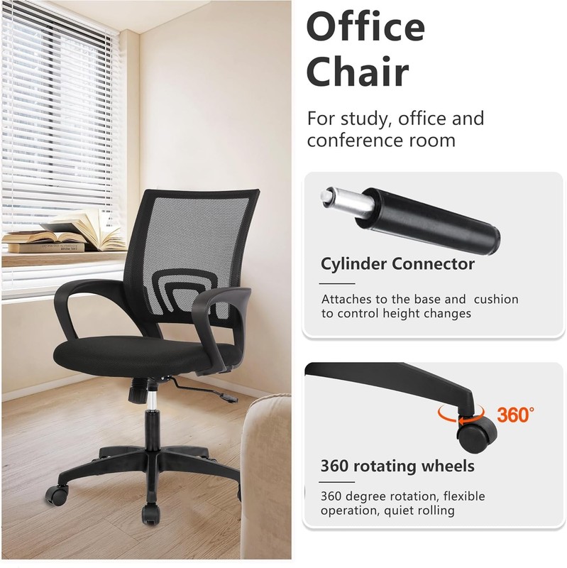 Ergonomic Home Office Chair Adjustable Lumbar Mesh Swivel Desk Chair Black gallery