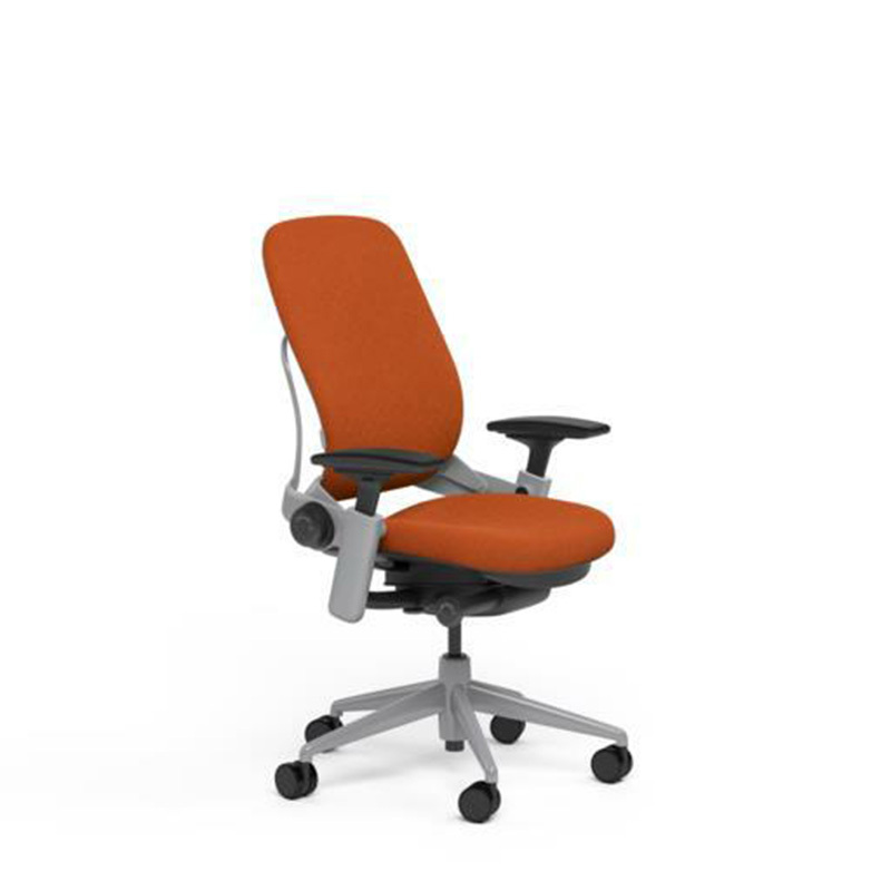 Steelcase Adjustable Leap Desk Chair Buzz2 Pumpkin Fabric Seat Platinum frame