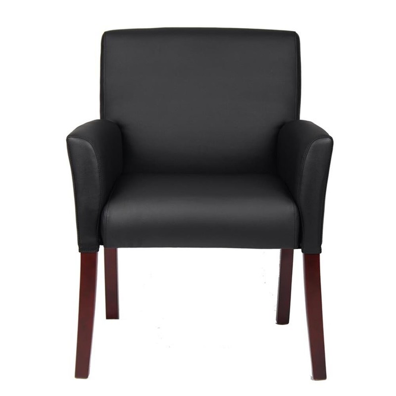 Scranton & Co Caressoft Box Arm Guest Chair with Mahogany Legs in Black gallery