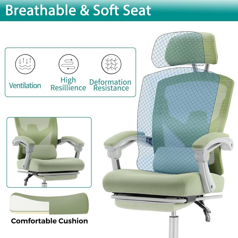 Swivel Ergonomic Chair for Home & Office – Adjustable Footrest & Neck Support gallery