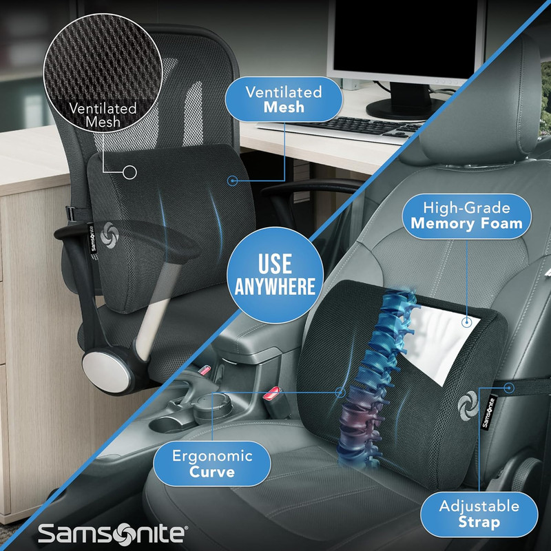 Ergonomic Lumbar Support Pillow for Office Chair, Gaming Chair, or Car, Memory F gallery