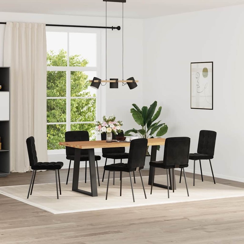 Dining Chairs 2 pcs Black Velvet dinner chair kitchen chair dining seat vidaXL gallery
