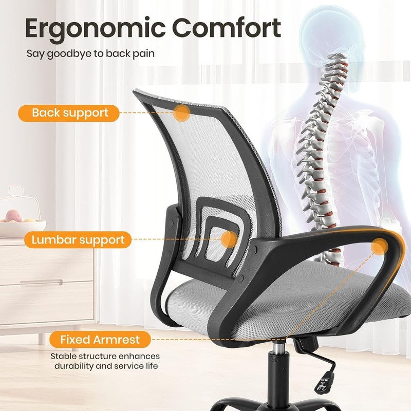 Comfortable Ergonomic Chair with Mesh Back, 360° Swivel & Rocking for Office Use gallery