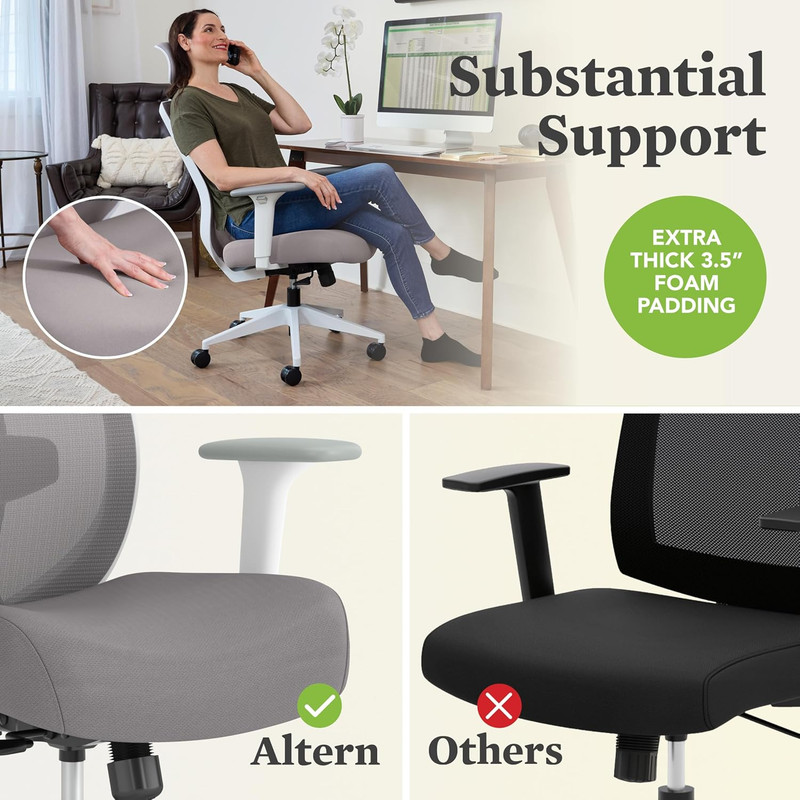 Ergonomic Office Chair with Headrest, Adjustable Arms & Foam Seat, Black gallery