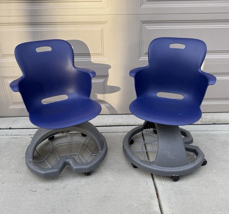 Set Of 2 Haskell Ethos Swivel Education Desk Chair – Blue Gray