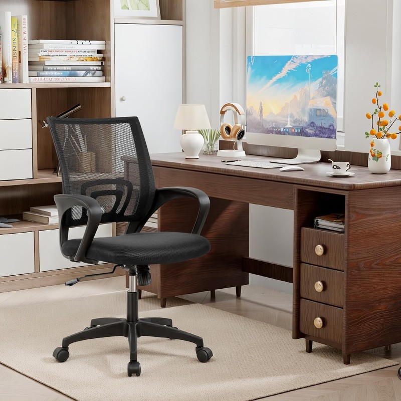 | Ergonomic Office Chair | Mid-Back Swivel Desk Chair | Breathable Backrest &... gallery