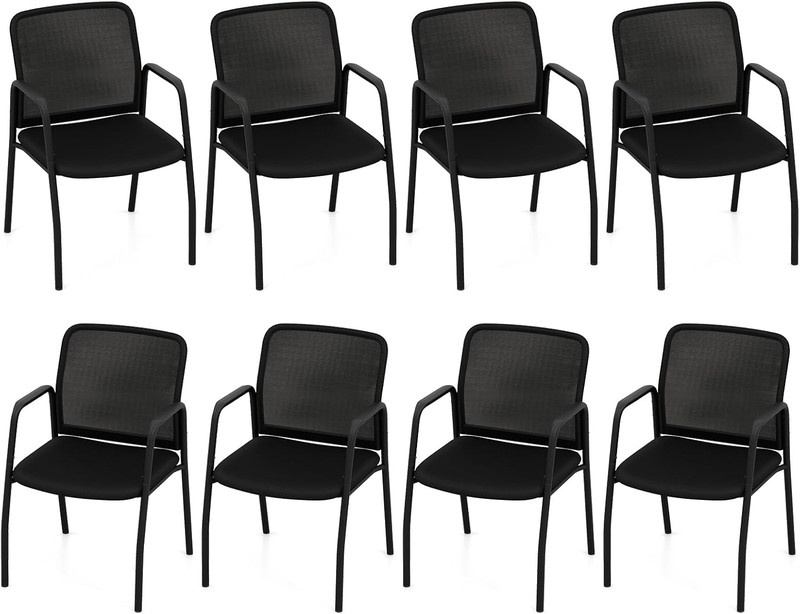 Set of 8 Conference Chairs, Office Guest Chairs with Ergonomic Mesh Backrest, St