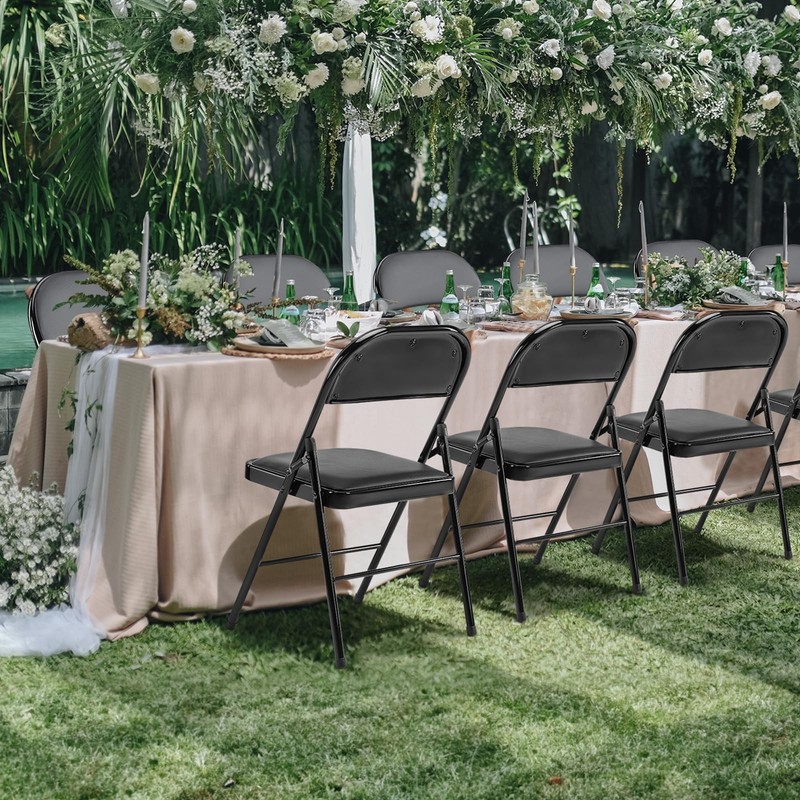 Sweetcrispy Folding Chair 4 Pack, Leather Padded 4 Black gallery