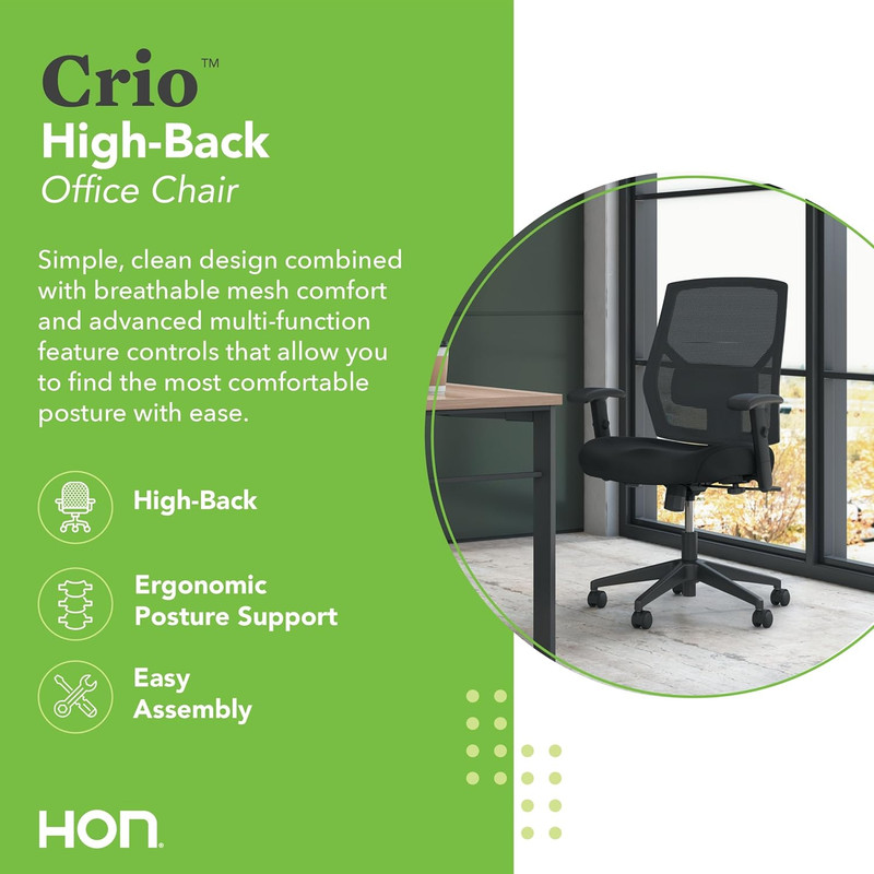 Crio High Back Ergonomic Office Chair & OFM Carpet Mat Combo - Black gallery