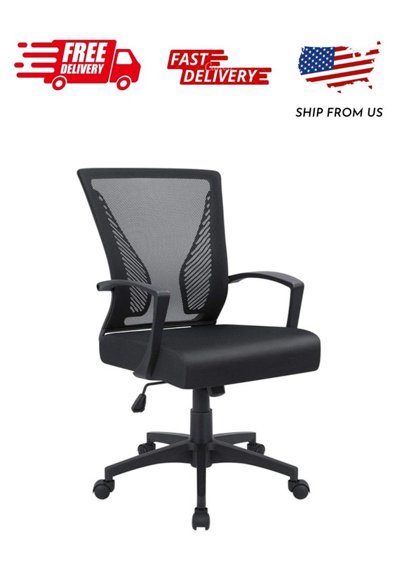 Furmax Office Chair Mid Back Swivel Lumbar Support Desk Chair, Height Adjustable