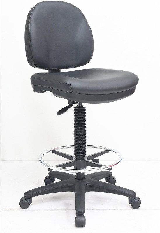 Millenia Adjustable Task Stool with Back, Vinyl Seat, 360-Degree Swivel
