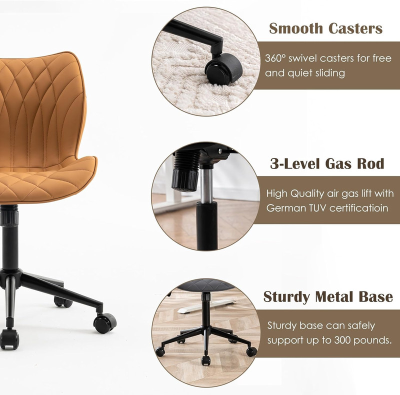 Armless Desk Chair Comfy Office Chair with Wheels Home Ergonomic Task Chair Adju gallery