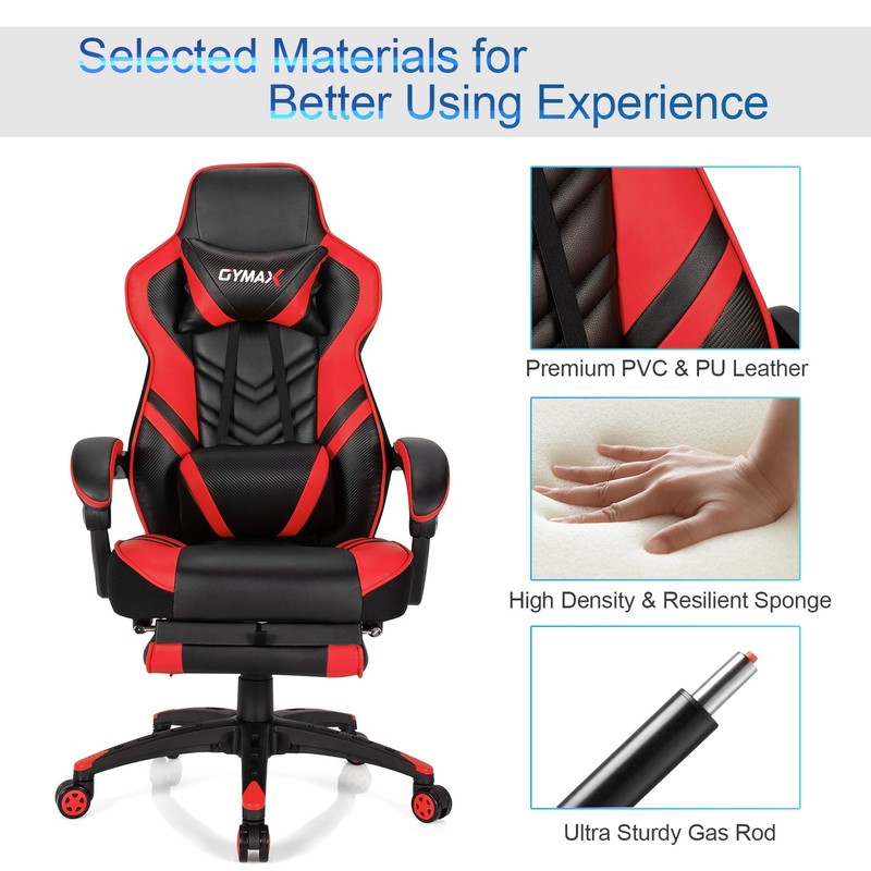 Costway Gaming Chair Adjustable Swivel Office Computer Desk Chair w/Footrest Red gallery