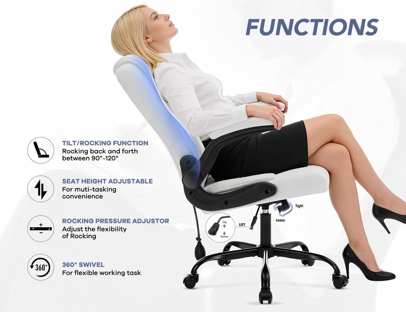 Office Chair with Adjustable Inflatable Lumbar Support,Leather Ergonomic Comp... gallery