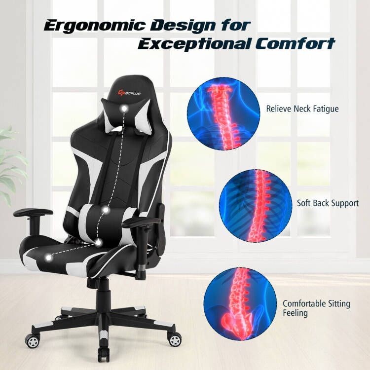 Z-Shaped Racing Style Desk & Massage Gaming Chair Set for Office Home gallery