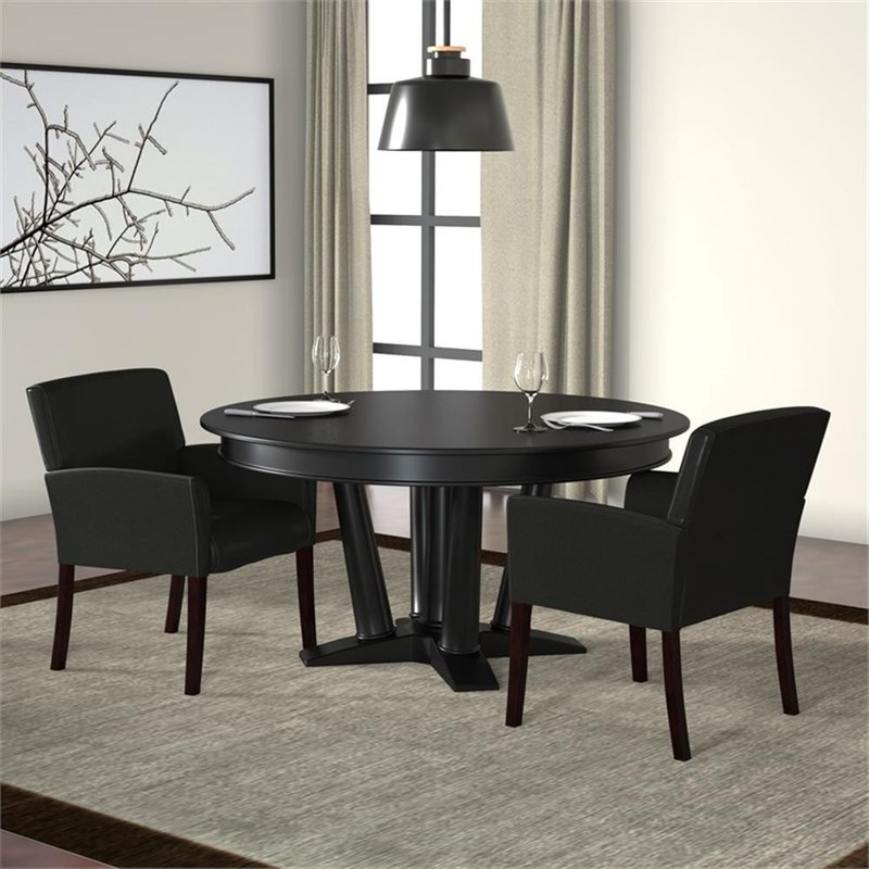Scranton & Co Caressoft Box Arm Guest Chair with Mahogany Legs in Black gallery