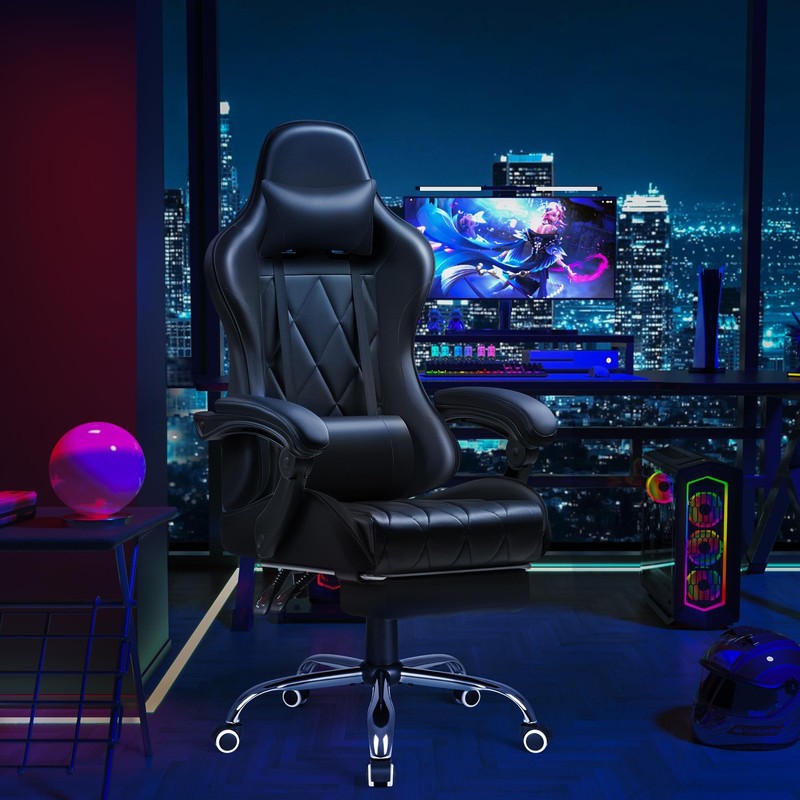 Shahoo Gaming Chair with Footrest and Massage Lumbar Support, Computer Game Chai gallery