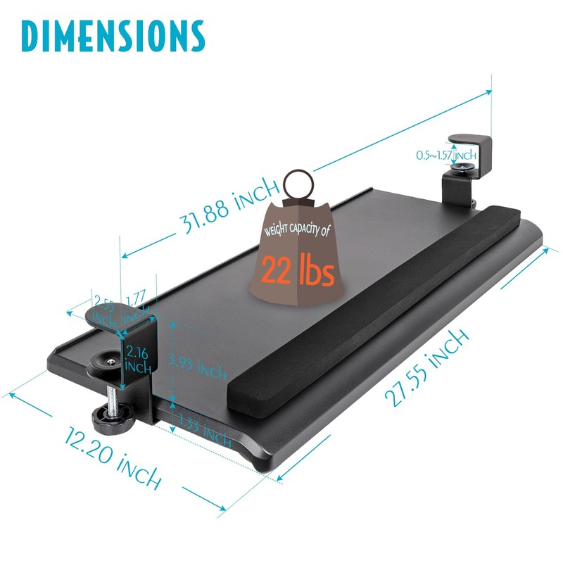 Large Ergonomic C-Clamp Keyboard Tray Mount Under Desk with Wrist Rest, Slide... gallery