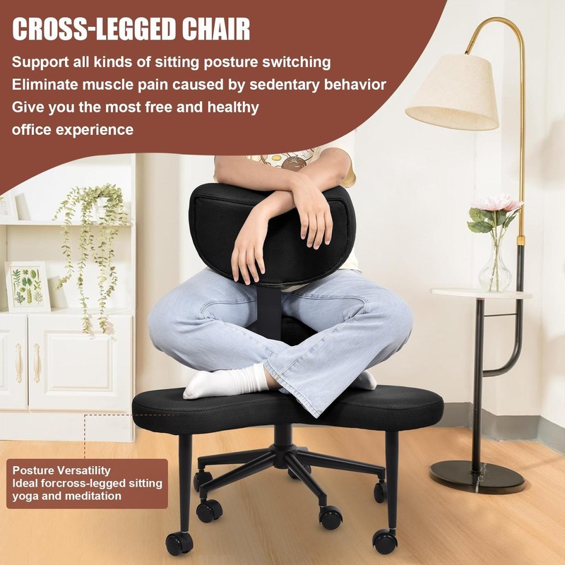 Ergonomic Meditation Chair Cross Legged Office Chair Adjustable Height New- gallery