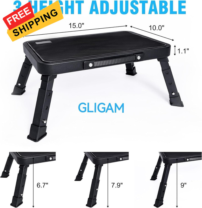 Step Stool, Adjustable Folding Stools for 15" WX 10.4" DX 6.7H, Black gallery