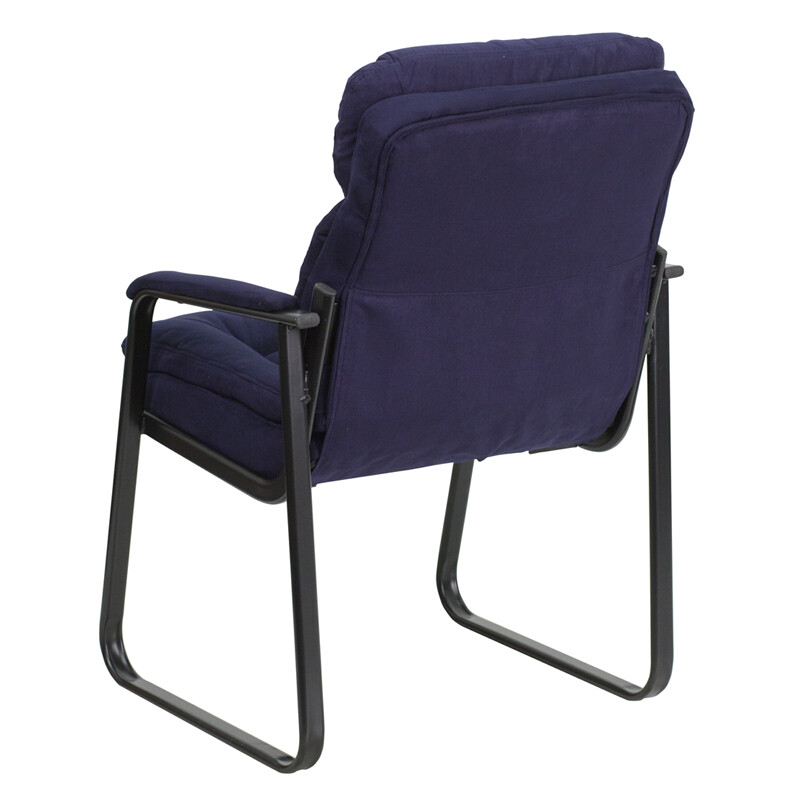 Blue Microfiber Executive Side Reception Chair w/ Lumbar Support & Sled Base gallery