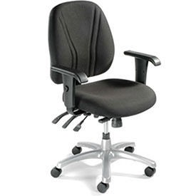 8-Way Adjustable Ergonomic Chair With Arms Fabric Upholstery Black