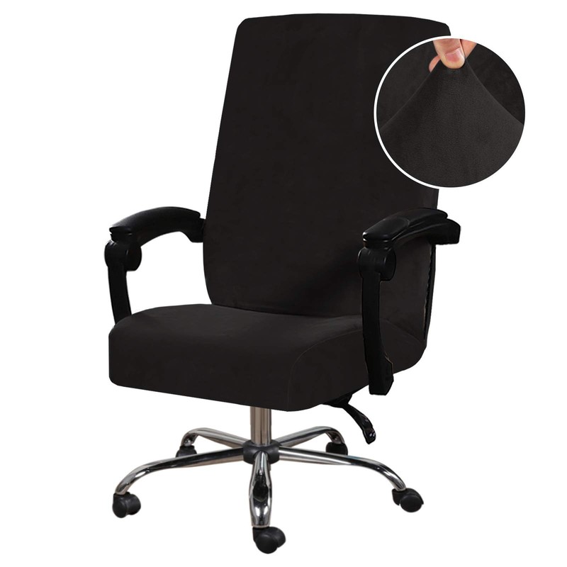 Velvet Home Office Stretchable Computer Desk Chair Covers Mid High Back Black gallery