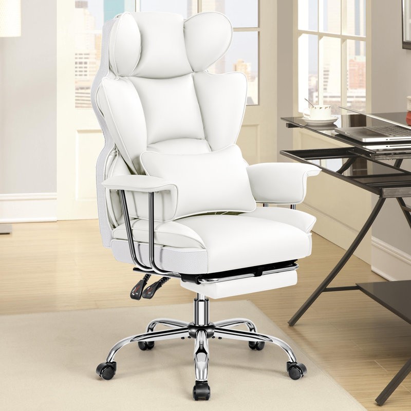 GENERIC FAUX LEATHER EXECUTIVE COMPUTER CHAIR - WHITE