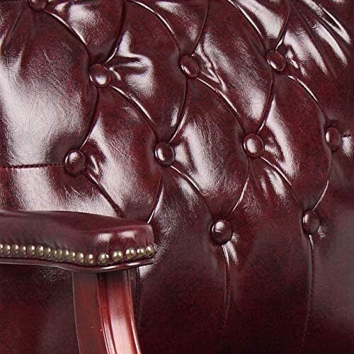 High Back Executive Office Chair Mahogany Bonded Leather Premium Lumbar Support gallery