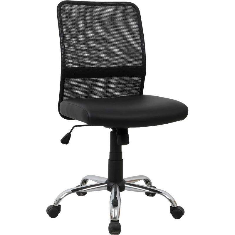 Mesh Back Task Chair With Mid Back Synthetic Leather Black