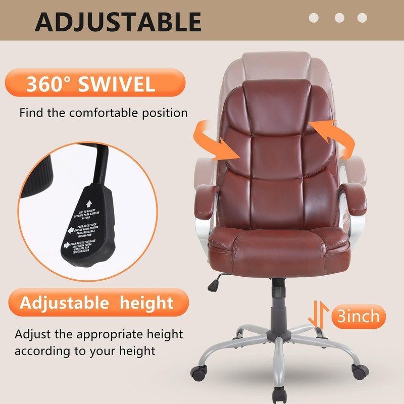 FDW Office Chair Computer High Back Adjustable Ergonomic Desk Dark Brown gallery