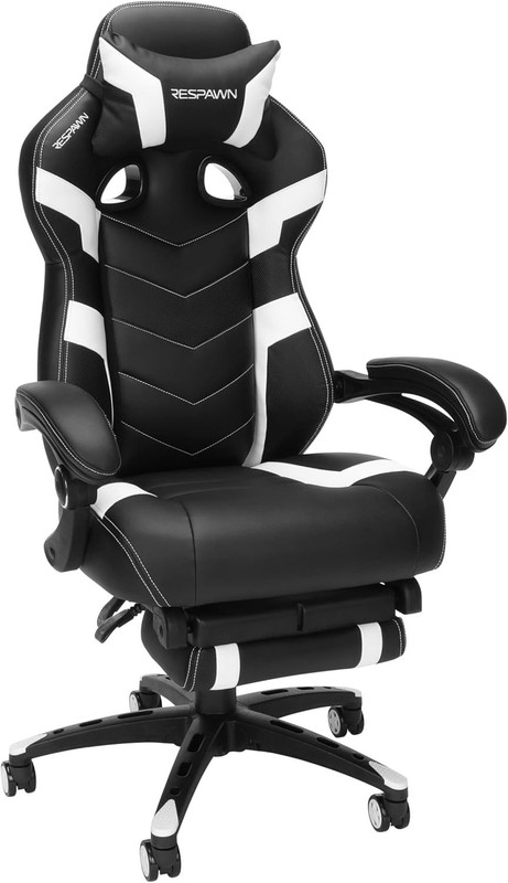 Comfortable White Gaming Recliner - 110 Pro Chair with Lumbar Support & Footrest gallery