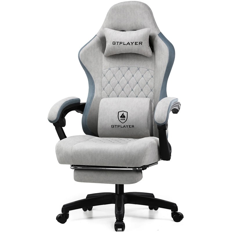 GTPLAYER Gaming Chair with Pocket Spring Cushion Linkage Armrests & Footrest