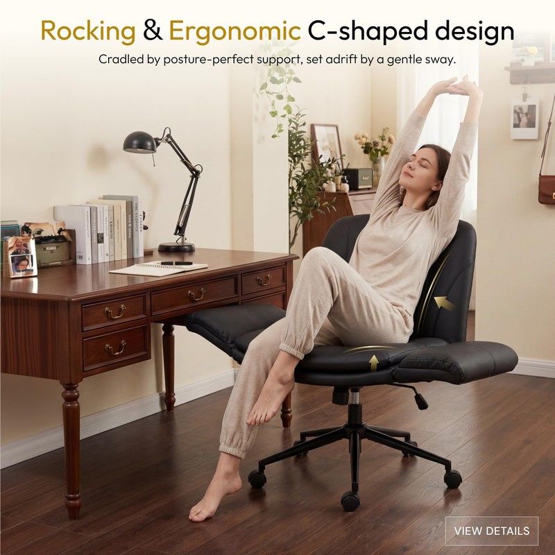 Criss Cross Chair with Five-Level Adjustable Arms and Wheels - Comfortable Er... gallery