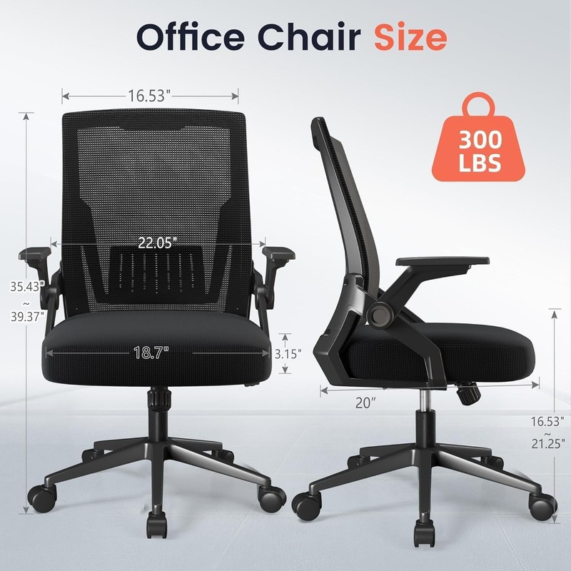 Ergonomic Office Chair with Flip-up Armrests Executive Computer Chair for Hom... gallery