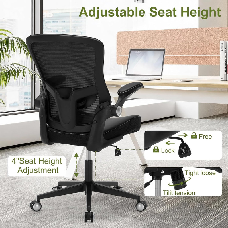 Ergonomic PU Leather Office Chair, 400Lbs Weight Capacity, Breathable Mesh Back, gallery