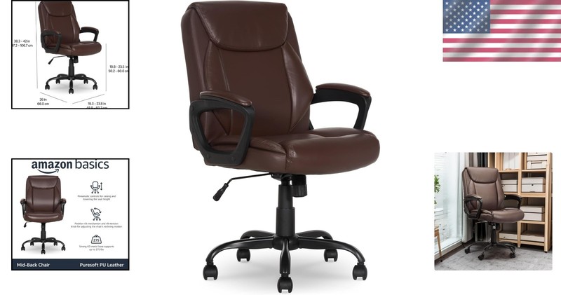 Puresoft PU Padded Office Chair, Ergonomic Design - Adjustable & Chic in Brown gallery
