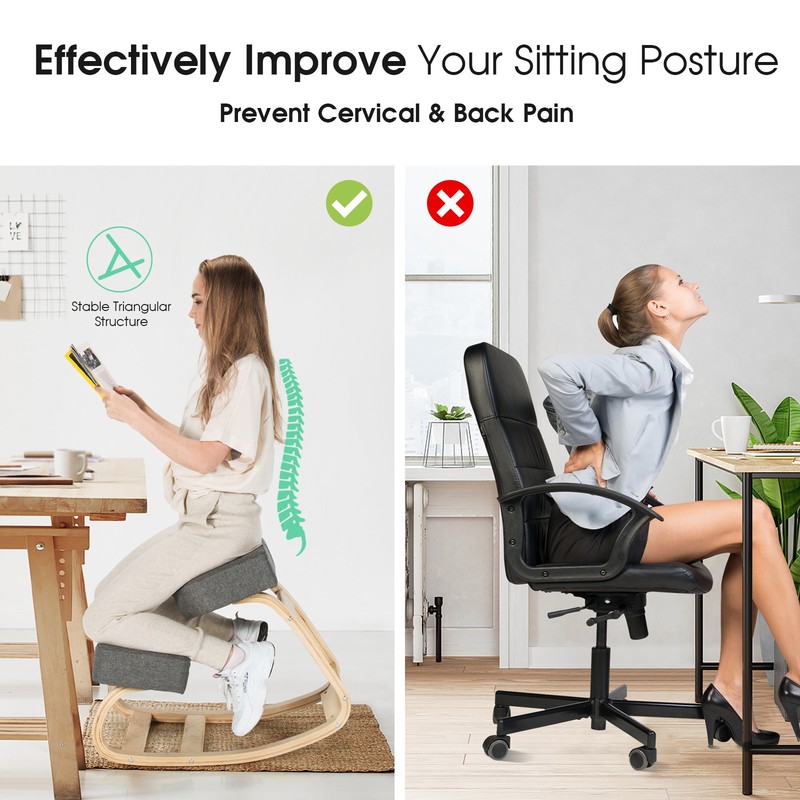 Ergonomic Kneeling Chair Rocking Stool Upright Posture Office Furniture Grey gallery