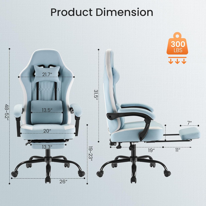 Video Game Chair - High Back Ergonomic Computer Desk Chair with Footrest gallery