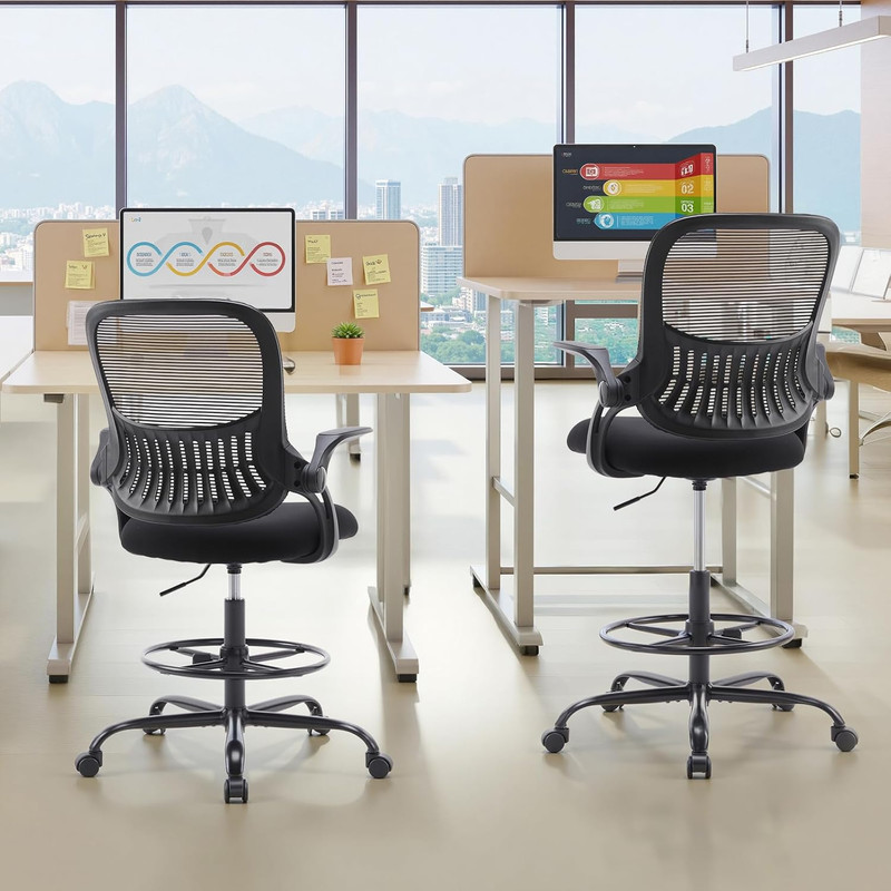Ergonomic Tall Drafting Chair with Adjustable Height, Lumbar Support & Footrest gallery