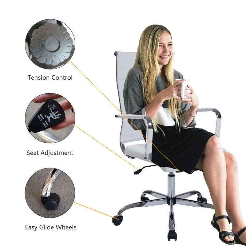 Ergonomic PU Office Chair Executive Computer Chair w/Height Adjustable Seat Home gallery