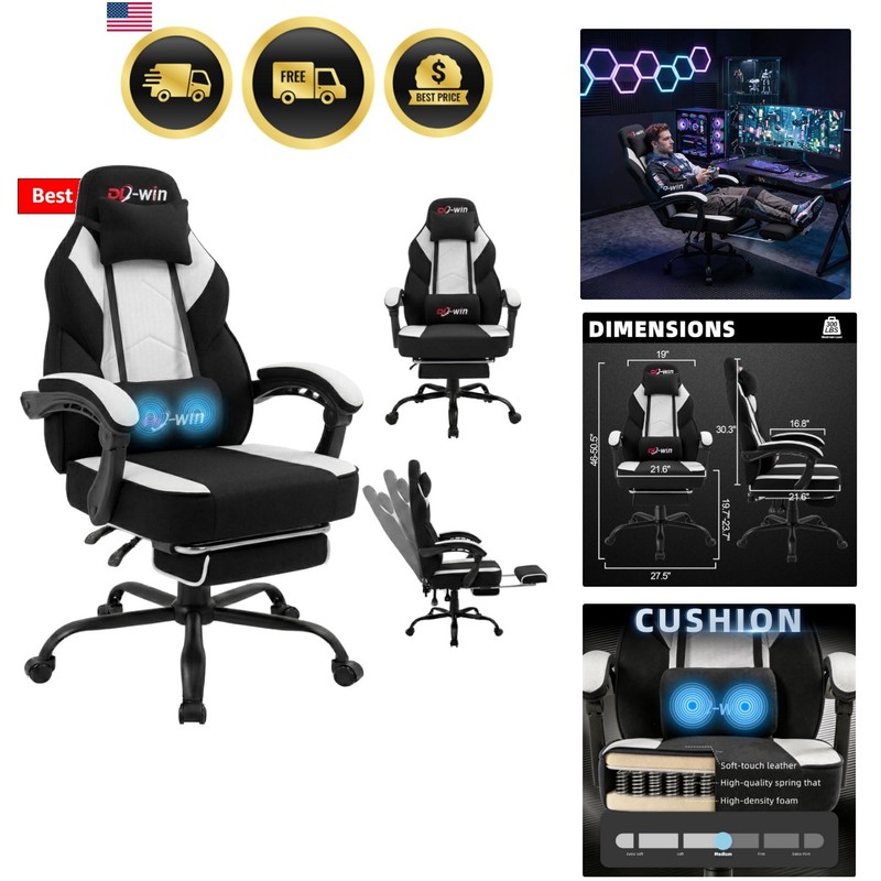 Big and Tall Gaming Chair Fabric Pocket Spring Cushion,High Back Recliner wit…