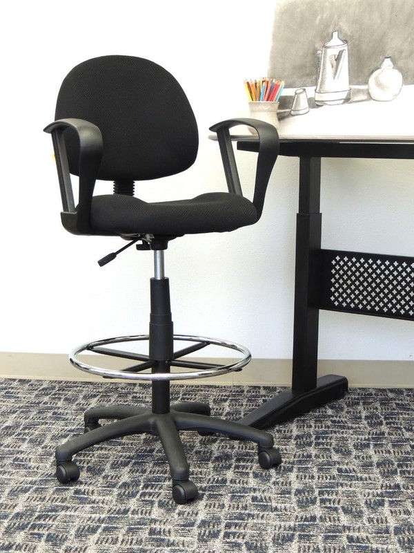 Ergonomic Works Drafting Chair W/ Loop Arms in Black Mid-Back gallery