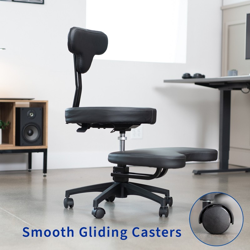 VIVO Black Ergonomic Cross Legged Swivel Chair, Adjustable Office Stool gallery