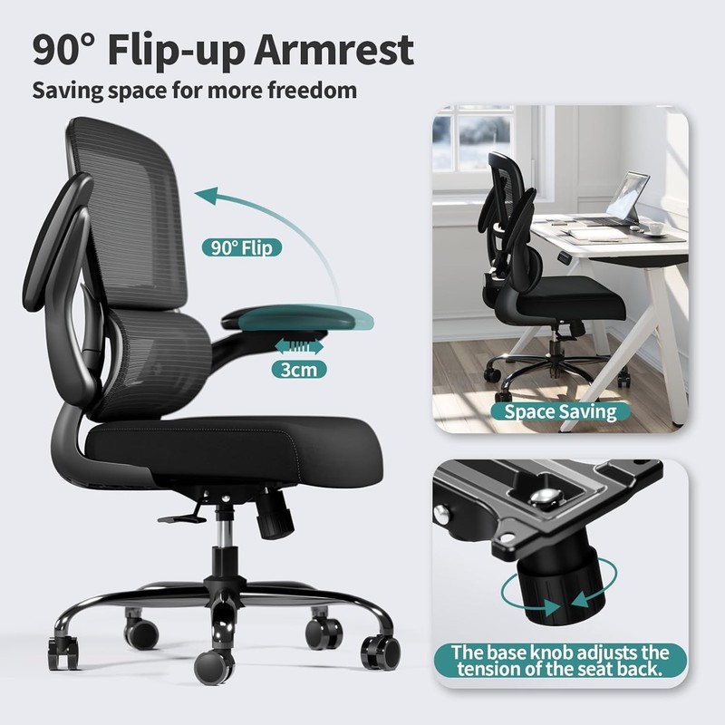 TRALT Black Ergonomic Desk Chair Mesh gallery