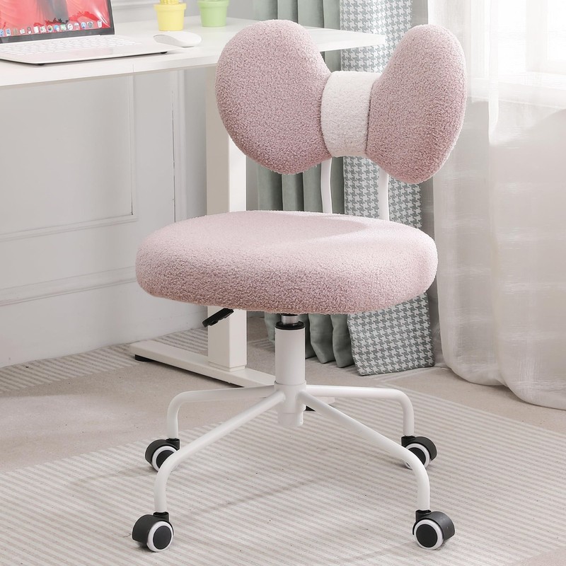 Cute Desk Chair with Back,Comfy Small Office Chair with Wheels, Armless Adjus…